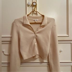For Love & Lemons tan polo sweater